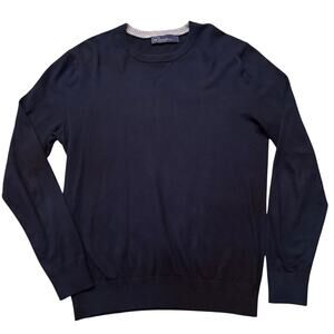 Gap Cotton Cashmere Crew Neck Sweater Men's Size Medium Navy Blue V Inset